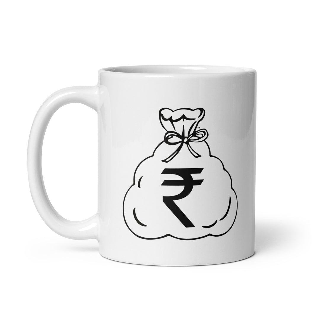 White Glossy Mug (Rupee)
